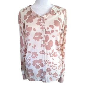 Daniel Rainn Anthropologie Cheetah Print Cardigan Sweater Medium Viscose Blend M